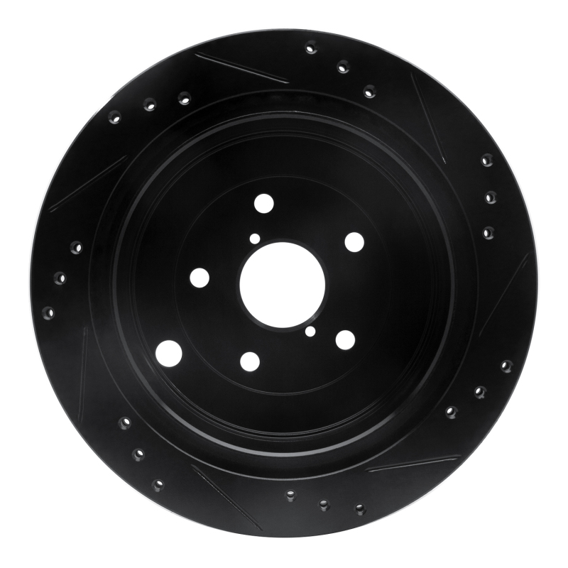 Subaru Tribeca Brake Rotor (1) - Rear Left - R1 Concepts - Drilled & Slotted - Black - `06-`14